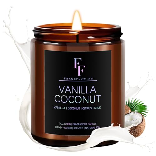 Vanilla Coconut Candle, Scented Candle for Home Soy Wax Candle,
