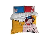 Pillow Fight Duvet Cover, Pop Art Design Bedding Set, Comic Style Bed Set, B-82 (King 104"x92")