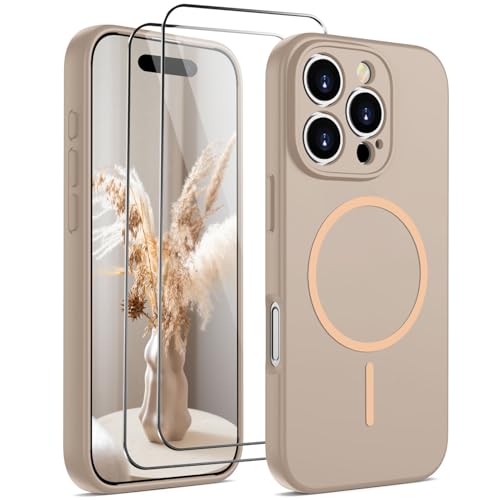 HGH 3 in 1 für iPhone 16 Pro Hülle mit Kameraschutz für Magsafe, mit 2 Schutzglas, [Militärschutz] Seidenweich Berührung...