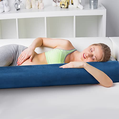 Wesiti 2 Pcs Long Bolster Round Body Pillow With Removable Washable Cover Memory Foam Roll Pillow Cylinder Bolsters For Back, Neck, Leg, Cervical Relief For Hugging Sleeping, 47 X 7.48 In (Navy Blue) #TOP4