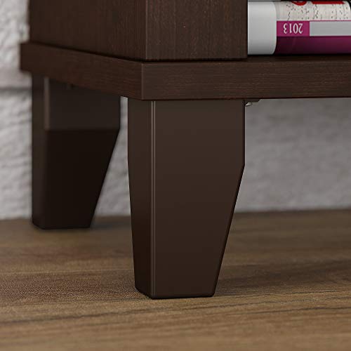 Bush Furniture Somerset 72W 3 Position Sit To Stand L Shaped Desk In Mocha Cherry & Somerset Tall 5 Shelf Bookcase In Mocha Cherry #TOP6