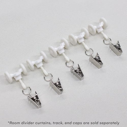 Room/Dividers/Now Curtain Track Pinch Clips - Curtain Rail Ceiling Gliders Set - Plastic Body and Wheels with Steel Pinch Clips - Glider Pinch Clips for Curtains (Pack of 5)