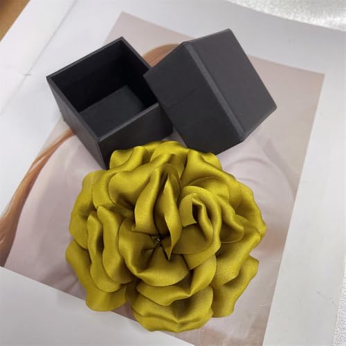 Image of Dainty Peony Rose Flower Brooches Lapel Pins Delicate Elegant Fabric Flowers Brooch Pin for Women Flower Corsage for Wedding Party Accessories Jewelry Gifts100mm