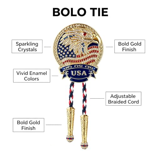 Image of GelConnie Bolo Ties for Men Women Western Cowboy Tie Mens Western Necklace Leather Necktie Gold Bolero Tie Cowboy Necklace