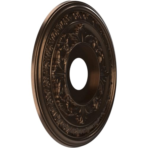 Image of Ekena Millwork CMP16BACAB Baltimore Thermoformed PVC Ceiling Medallion (Fits Canopies up to 6 1 /2 inch), 16 inchOD x 3 1 /2 inchID x 1 inchP, Metallic Antique Brass