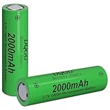 DQGG ICR18650 Rechargeable Battery 3.7v Lithium-Ion Rechargeable Cell 2000mAh for Flashlights Headlamps Doorbells Cameras Toys (Flat top)