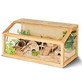 Polar Aurora Wooden Large Hamster Cage, Transparent Guinea Pig Cage Hamster Habitat for Small Animals Chinchilla, Hedgehog, and Gerbil Include Ladder and Nest with Openable Top and Acrylic Sheets.