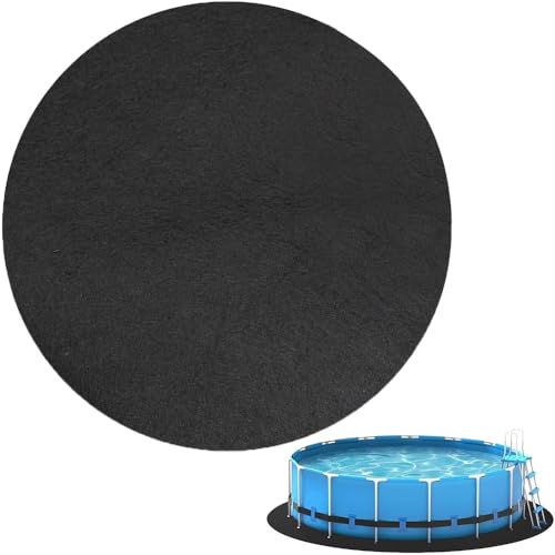 BIZOI Cuscinetto della Piscina Rotonda, Tappeto Base per Piscina, Protezione del Pavimento per Piscina Gonfiabile, per Piscine Circolari con Bordi Morbidi e Duri, Piscine Fuori Terra(Nero)