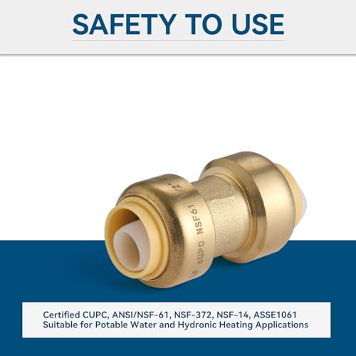 GUOFIS 10 Pack 3/4 Inch Pushfit Straight Coupling, PEX Brass Push-fit Coupling with Disconnect Clip, Push-to-Connect Plumbing Fittings for PEX, Copper, CPVC by GUOFIS - Image 2