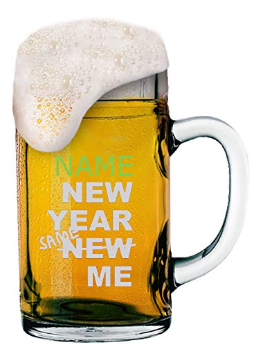 Meinglas - Boccale da Birra con Logo e Nome della Vostra Scelta, 1 l New Year Same Me