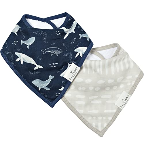 Image of Loulou Lollipop Muslin Bandana Bib Drool Bib Set for Baby Girl and Boy, Adjustable 3 to 36 Months, 2 Pack