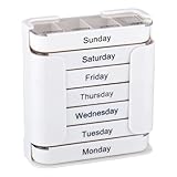 Tablettenbox 7 Tage, wöchentlicher Pillendose, Medikamentenbox Pillendose mit großen Fächern & Privacy-Schutz - Medikamentenorganizer für Medikamente, Vitamine, Fischöl (Weiß)