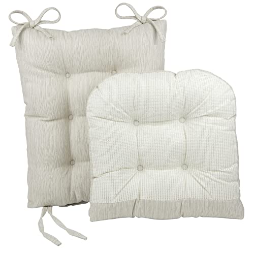 The Gripper Twill Jumbo Xl Non-Slip Rocking Chair Cushion Set With Thick Padding, Includes Seat Pad & Back Pillow With Ties For Indoor Living Room Rocker, 17X17 Inches, 2 Piece Set, Ivory #TOP2