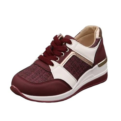 Gymschoenen voor dames, dikke zolen, outdoor, platte mond, casual, veelzijdige schoenen, artrose, knieschoenen, wijn, 42 EU