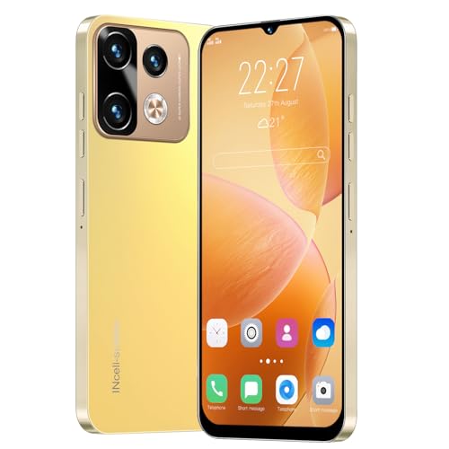 TryFirst 4G Smartphone, 6.3" HD Display, 3GB RAM + 32GB ROM (Expandable to 256GB), Android 12, 4300mAh Battery, 13MP+16MP Cameras, Dual SIM Face ID/GPS/WiFi/OTG (Note40Pro-Golden)