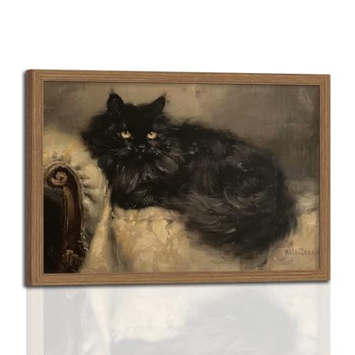 RKYKISS Framed Vintage Black Cat Wall Art