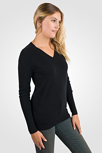 Image of JENNIE LIU Women's 100% Pure Cashmere Long Sleeve Ava V Neck Pullover Sweater