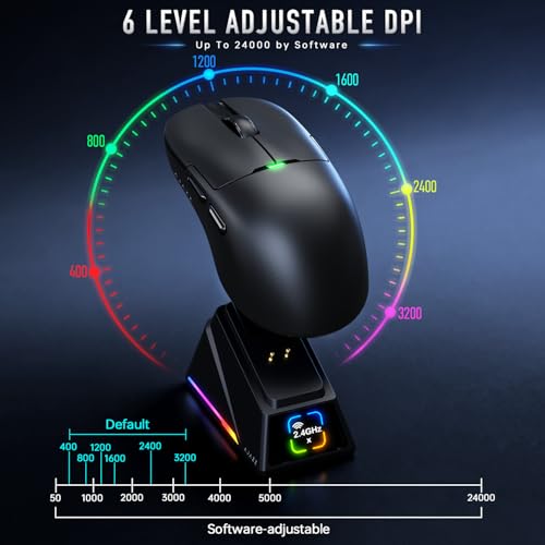 Ratón Gaming Inalámbrico Ultra-Ligero 57g con Sensor PAW3311 de 24.000 dpi AJ159P MC Pro 5