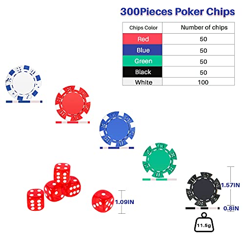 image for PLAYWUS Casino Poker Chip Set, 300 PCS Poker Chips with Aluminum Case,