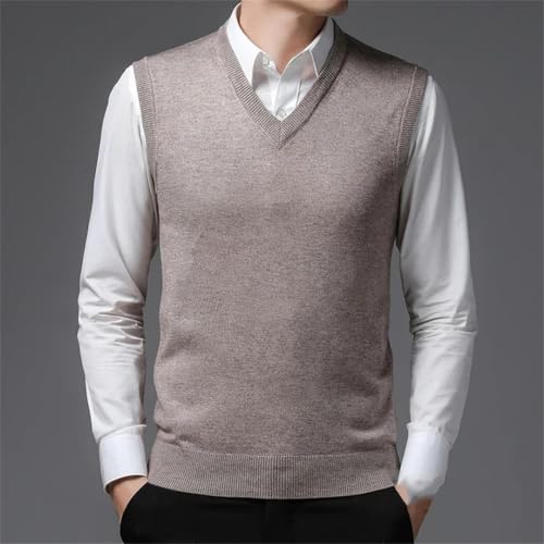 Mens Sweater Vest Sleeveless Solid Color Fashion Autumn Winter V-Neck Collar Slim Fit Sweater Men4