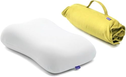 Cushion Lab - Almohada de viaje para dormir profunda, almohada de cuello compacta de espuma viscoelástica para dormir, almohada portátil para