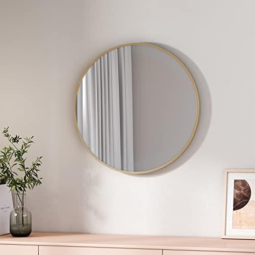 EMKE 70cm Bathroom Circle Mirror, Round Black Mirror for Glass Wall Mounted Makeup Mirror, Framed Wall Mirror Large Round Mirror for Living Room, Bedroom, Bathroom, Dressing Room, Entryway Decor