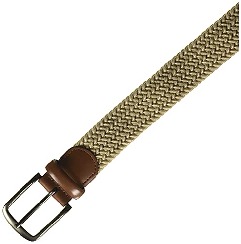 Perry-Ellis-Mens-Woven-Stretch-Leather-Trim-Belt