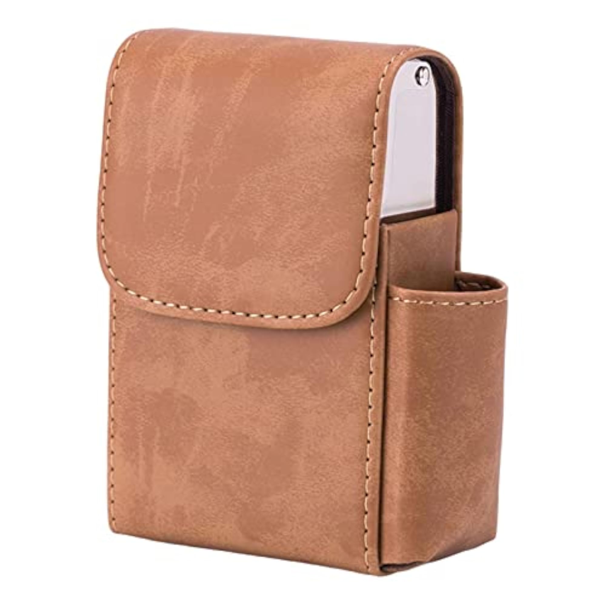 Holder Hard Case Pouch for 20 Cigarettes, No Texture Brown
