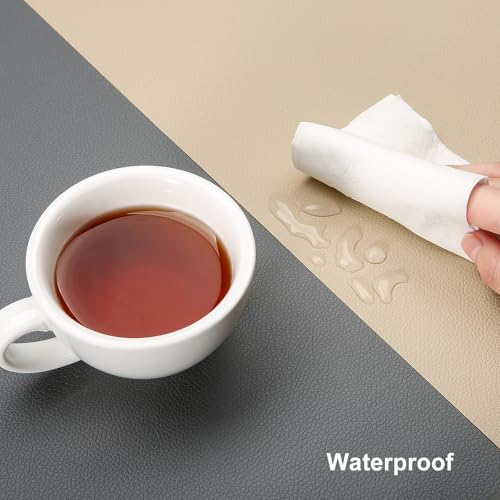 Miniatura 4 de Myir Jun Camino De Mesa, Moderno, Lavable, Tapete De Escritorio De Piel Sintética De Doble Cara, Impermeable, Antideslizante Y Utilizable Para Decoración De 30 X 139 Cm Trigo Gris