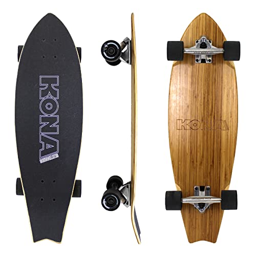 KONA SURF CO. Bamboo Series Cruiser Complete Skateboard for Kids and Adults in Fish Bamboo sz:32in