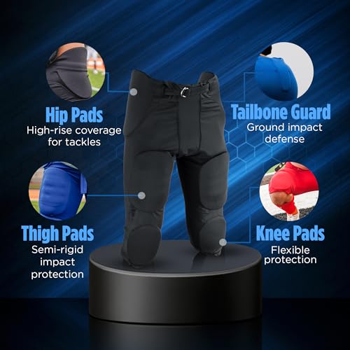 Sports Unlimited Elite Flex Integrated Adult Football Pants, Men\'s Football Pants with Pads, White