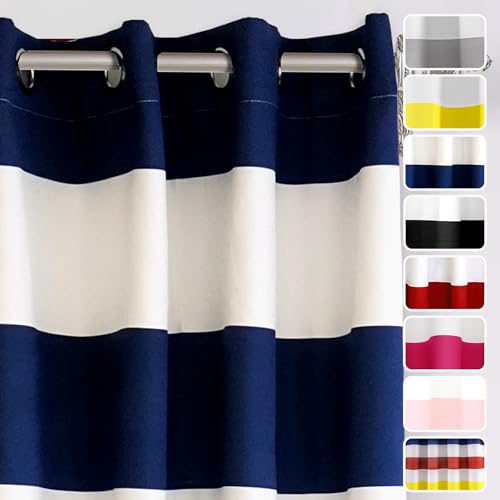 DriftAway Navy Striped Room Darkening Curtains Patriotic Horizontal Stripe Classic Grommet Drapes for Bedroom Living Room Thermal Insulated Panels for Boys Kids Holidays July 4th Labor Day by DriftAway - Image 2