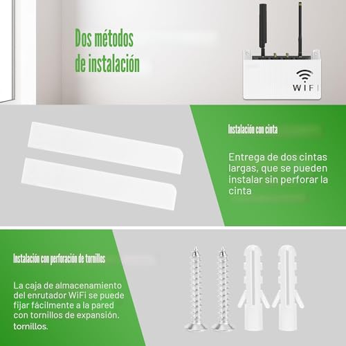 Miniatura 6 de Caja De Almacenamiento Para Enrutador Wifi, Caja Router Pared, Enrutador Wifi Estant Para Sala De Estar De Tv De Decoración De Dormitorio, Blanco
