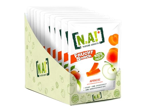 NA! - Fruchtsnack Aprikose/Apfel - gesunder Snack für unterwegs und zwischendurch - softe Fruchtstückchen zu 100% aus Früchten, ohne Zuckerzusatz, vegan - 10er-Pack (10x35g)
