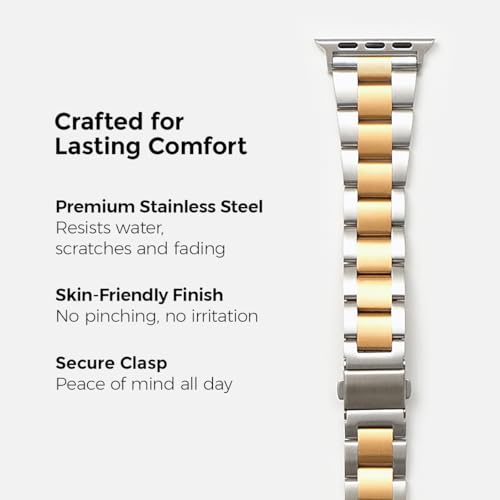 Image of My Pretty Strap - Compatible Apple Watch Band Strap, Stainless Steel Fashion iWatch Replacement Strap- Easy Resizing, No Tool Needed, Fits Most Wrists- Series 1-11, SE and Ultra