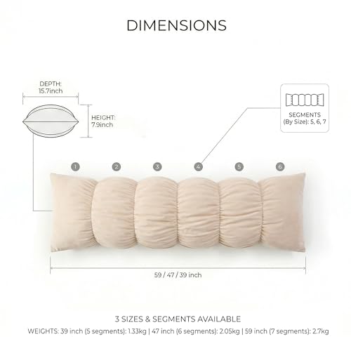 Ailuteie Pat. Pend. Segmented Body Pillow for Side Sleepers, 59 Inch, Beige by Ailuteie - Used condition - Image 5