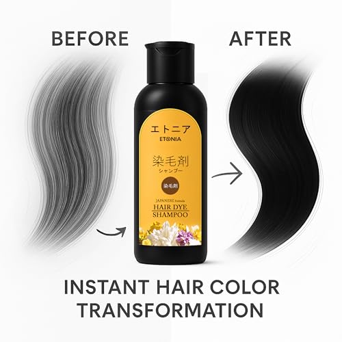 Image of Japanese Hair Dye Shampoo - Long Lasting Natural Hair Dye Shampoo for Man & Women, Premium Japanese Natural for Women Black | Home Solution (100+100) 200ml (PACK OF 1) (Black)