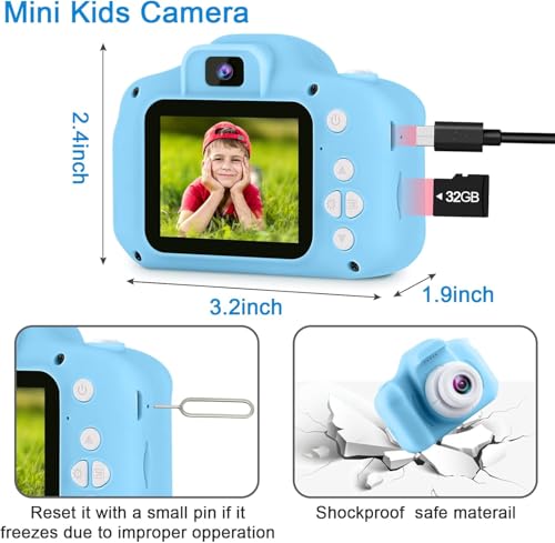 TOYTONIC Kids Digital Camera for Boys - 3MP Dual Lens, 1080P Video, 2.0 Inch Screen with Time-Lapse, Games, and Voice Recorder - Stylish Blue Design 5