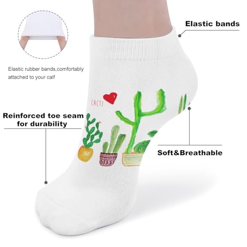 Cacti Cactus Love Women's Ankle Sock Low Cut Tab Socks for Men Athletic Running3