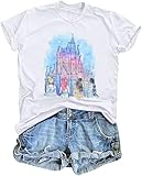 Magic Kingdom Shirts Castle T Shirts for Women Princess Castle Shirt Funny Vacation Trip Tee Casual Holiday Top White