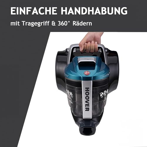 Hoover Staubsauger Tierhaare Breeze PET mit Tier-Düse I Tierhaar-Staubsauger ohne Beutel für Hundehaare & Katzenhaare I Mit größenverstellbarem Stab, EPA-Filter, 5m Kabel mit Auto-Aufwicklung & Griff