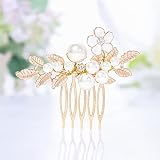 Bridal Wedding Hair Combs Gold Pearl Side Comb Flower Leaves Bride Hair Accessories for Women and Gi