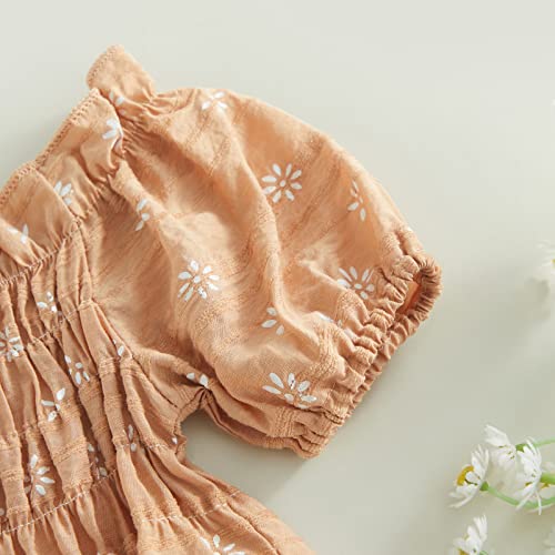 Kupretty Newborn Infant Baby Girl Summer Clothes Vintage Floral Romper Square Neck Short Sleeve Bodysuit Jumpsuit3