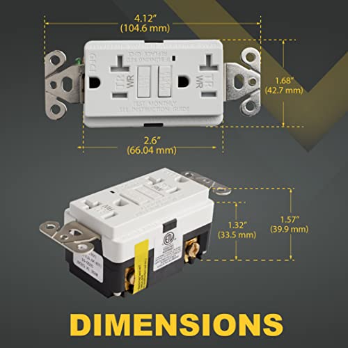 Faith 20A Outdoor Gfci Outlets, Weather And Tamper-Resistant Gfi Duplex Receptacles, Self-Test Wr Tr Ground Fault Circuit Interrupter With Wall Plate, Etl Listed, White #TOP3