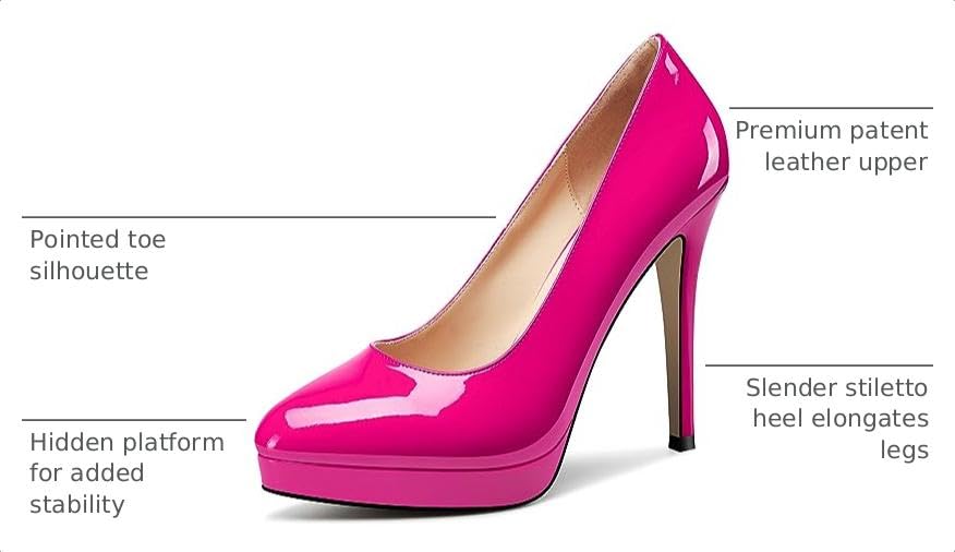 Image of Castamere Womens High Heels Platform Pumps Slip-on Stilettos 12CM Heel Office Dress Shoes