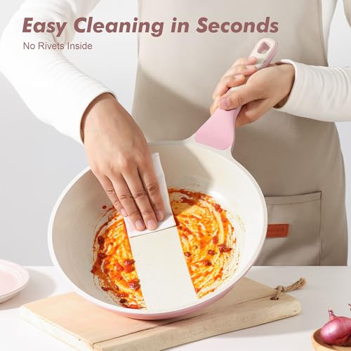 Image of SENSARTE Nonstick Ceramic Frying Pan 8-Inch, Healthy Non Toxic Skillet, Induction Compatible Omelet Pan with Heat Resistant Handle, PFAS-Free, Pink