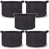 247Garden 5-Pack 30 Gallon Grow Bags/Aeration Fabric Pots w/Handles (260GSM, Black, 15.5H x 24D)