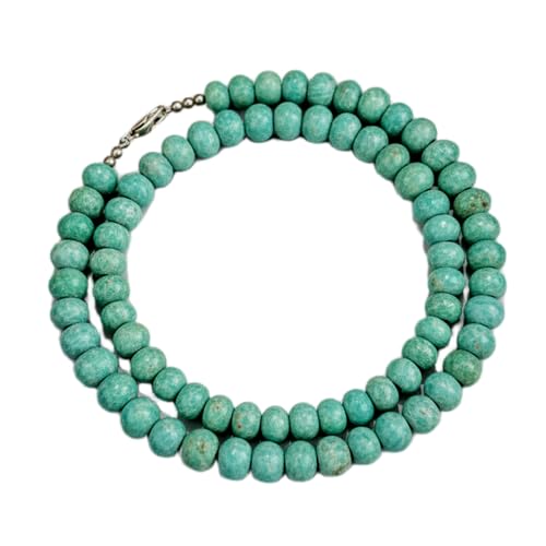 Collier en amazonite naturelle ronde - Idée cadeau d'anniversaire fait main pour femme 18''