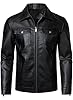 HOOD CREW Men's Motorcycle Biker Jacket- Lightweight Faux Leather Jacket for Casual Wear | Classic Collar, Multiple Pockets #1