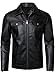 HOOD CREW Mens Leather Jacket Motorcycle Biker Jackets Casual Lightweight Faux Leather Outwear Black L